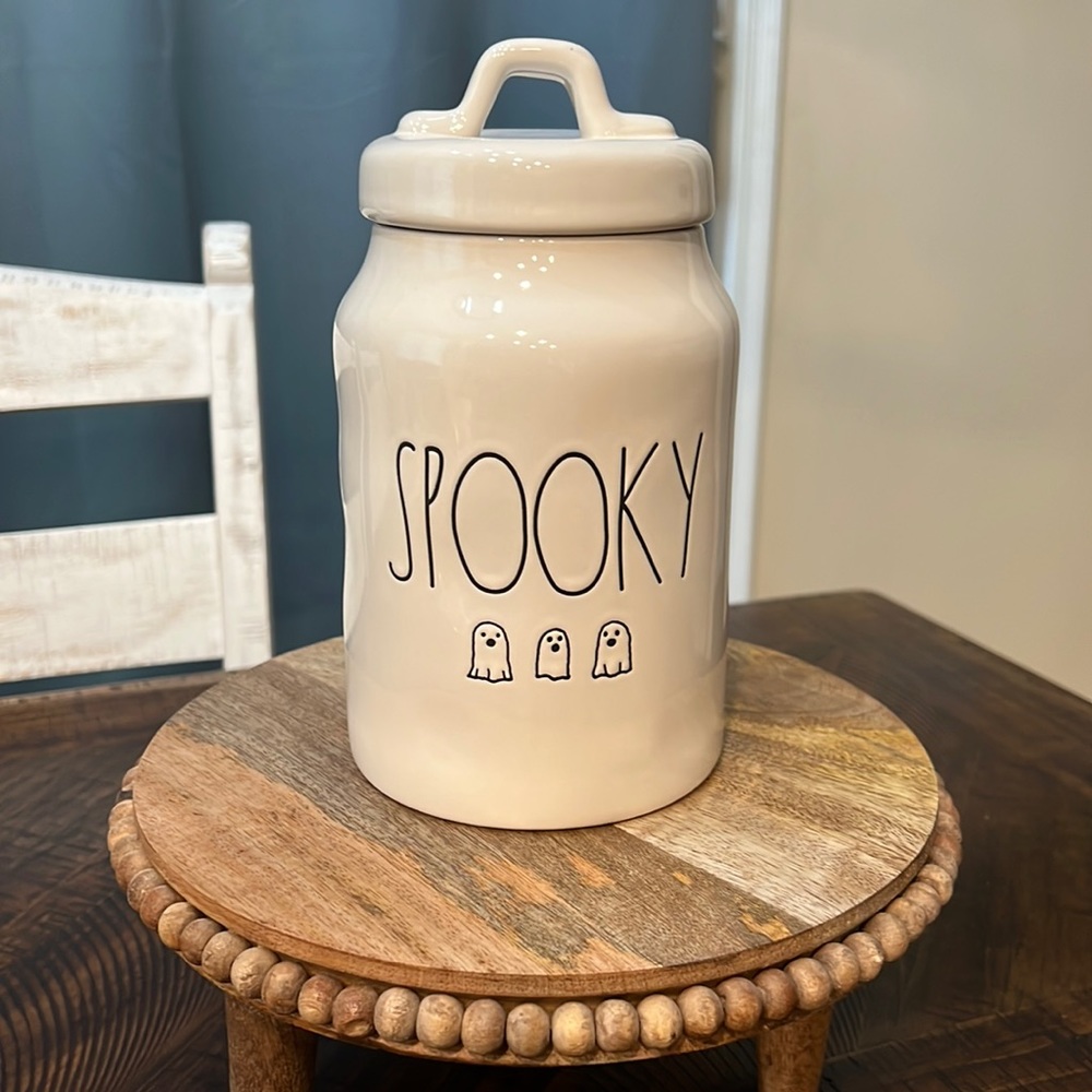 Rae dunn spooky canister with ghosts